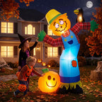 6ft Halloween Inflatable Pumpkin Scarecrow with LED Lights, Outdoor Yard Decor