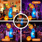 6ft Halloween Inflatable Pumpkin Scarecrow with LED Lights, Outdoor Yard Decor
